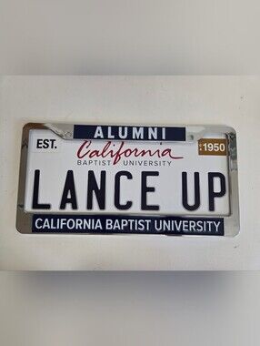 California Baptist University Alumni License Plate Frame - Metal/White/Navy